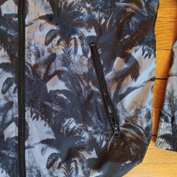 Slate & Stone dark jungle palm tree full zip hooded windbreaker jacket size Med - Picture 12 of 12